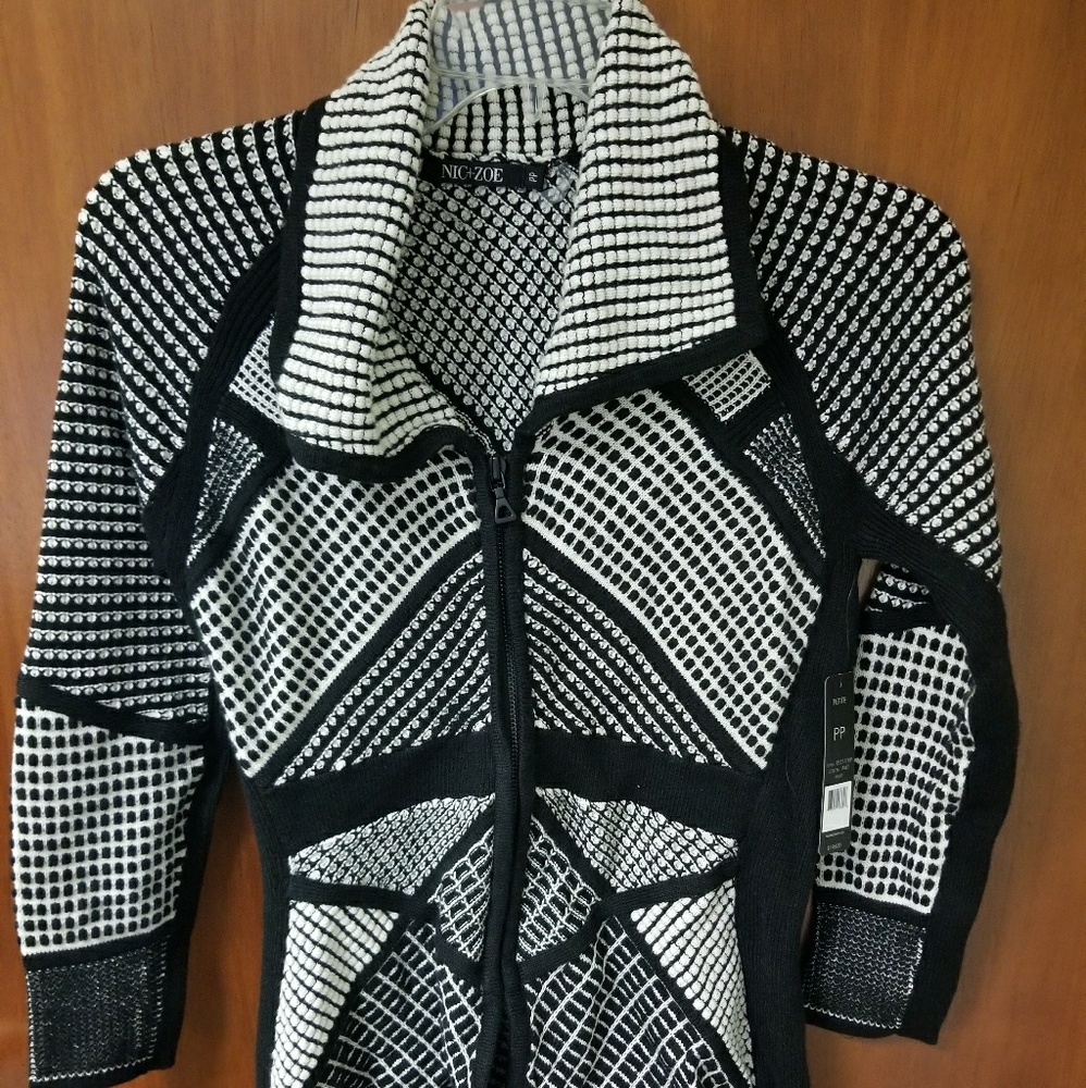 Shawl neck zip-up sweater